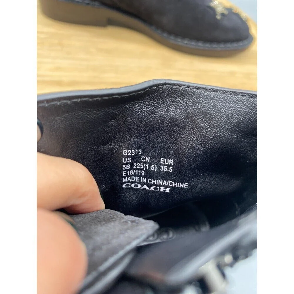 Coach Watts Star Boots Black Sued Side Zip Western Rhinestones G2313 Womens 5 B - Picture 10 of 13